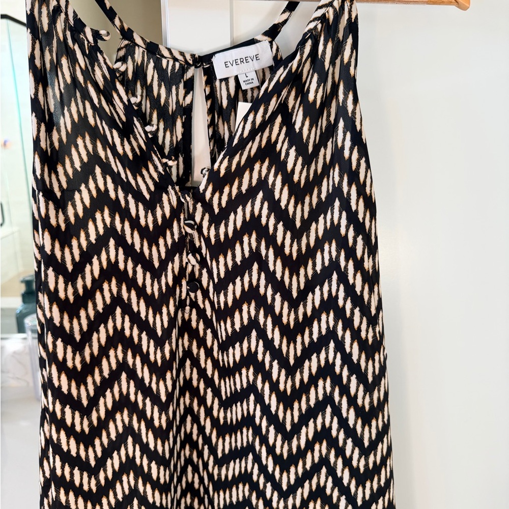 Evereve Black and Cream Patterned Sleeveless Blouse